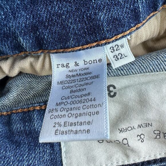 Rag & Bone Jeans Mens Size 32 x 32 Slim Fit 2 Beldon Japanese Button Fly Stretch - Picture 12 of 13